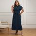 plus Size Women's Collared Short Sleeved Dress European American Style Fashion Front Open Chest Summer Spring Autumn Dress_ecoleips.com