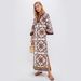 Aria Basics Aria Basics European American Cross-border 2025 New Fashion Printed Elegant Versatile Linen Dress For , , And_ecoleips.com