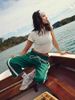 Aria Basics Foreign Trade European And American Cross-border Casual Loose Striped Outdoor Sports Y2K Elastic Drawstring Wide-leg_ecoleips.com