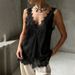 Sexy Lace Patchwork Sleeveless V-neck Top Spring And Summer Women's Elegant Solid Hollow Embroidery Design Soft Cool Casual Vest_ecoleips.com