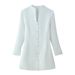 Stylish Button-Detail Dress For Women - Stand Collar, A-Line Silhouette, Stretchy Polyester, Streetwear Chic (S/M/L, White)_ecoleips.com