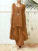 Women's Asymmetrical Sleeveless Top And Loose Pants Set Streetwear Cotton Linen 2 Piece Oversized Fit Solid Colors_ecoleips.com