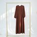Women's plus Size Elastic Cuffs Long Sleeves Waist Cinching Full Skirt Dress LR955_ecoleips.com