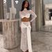 Women's Sexy Two Piece Set Sheer Long Sleeve Lace Top With Ribbon Flowing Midi Skirt Dress Set Elegant Party Evening Outfit_ecoleips.com