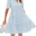 French V-Neck Lace Dress With Short Sleeves For Beach Vacation, A-Line Skirt With A Sophisticated Look_ecoleips.com