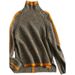Oversized High Neck Sweater – Thickened Japanese-Style Knit With Contrast Stitching (5 Sizes)_ecoleips.com