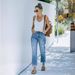 Women's Distressed Light Blue Cropped Straight Leg Denim Jeans Casual Cotton Fashion Comfortable Outerwear_ecoleips.com