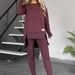 Women's Split Hem Long Sleeve Round Neck Casual Solid Color Top Set - Comfortable Daily Wear For Autumn & Winter_ecoleips.com