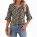 Women’S Floral Cutout Bell Sleeve Blouse – Breathable Polyester V-Neck Top, Boho Chic Loose Fit Tunic (Yellow/Red/Leopard Print, Sizes S-Xxxl)_ecoleips.com