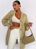Aria Basics Aria Basics Cross-border Mid-length Knitted Cardigan, European And American Autumn/winter New Style, Loose V-neck With Metal_ecoleips.com