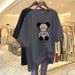 Women's Clothing summer new short sleeved T shirt women's long bear pure cotton round neck print half sleeved goods large version T shirt_ecoleips.com