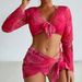 Trendy 4-Piece Bikini Set For Women - Sexy High-Cut Swimwear With Adjustable Straps & Quick-Dry Fabric (Multiple Prints)_ecoleips.com