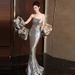 Women’s Clothing evening dress long skirt female host celebrity banquet annual meeting temperament light luxury tube top dress_ecoleips.com