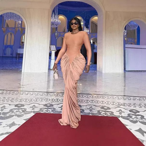 Women's Contrast Trim Backless Bodycon Dress | Sexy Ruffle Detail Party Gown For Night Out & Events_ecoleips.com