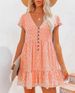 2022 European And American Spring/Summer Independent Website V-neck Buttoned Small Floral Short-sleeved Loose_ecoleips.com