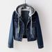 Cowboy Jacket Women's Short Autumn/winter Korean Version Long Sleeved Slim Fit Hooded Jacket Versatile Student Top_ecoleips.com
