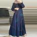 Verve New Style Printed Muslim Malay Full Sleeve Round Neck Robe Long Dress Factory Wholesale_ecoleips.com