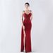 Women's Clothing Heavy Hot Diamond Custom Flower Waist Fishbone Beaded Satin Evening Dress Annual Meeting Wedding_ecoleips.com