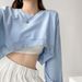 Women's Cropped Sweatshirt - Oversized Long Sleeve Pullover, Casual Streetwear Top With Crew Neck & Ribbed Hem (White/Black/Sky Blue/Gray, M-2xl)_ecoleips.com