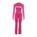 Women's Slim Fit Sports Pants Suit Hooded Letter Print Zipper European And American Style Autumn Fashion 2025_ecoleips.com