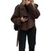 Wool-Blend Double-Breasted Trench Coat – Women’s Fashion Outerwear With Belt, Oversized Lapel & Mid-Length Cut (Dark Brown, S-XL)_ecoleips.com
