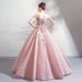 Colorful Tulle Evening Pink Flowers Bride 2026 New Toast Dress Stage Performance Art Exam Wedding Gown_ecoleips.com