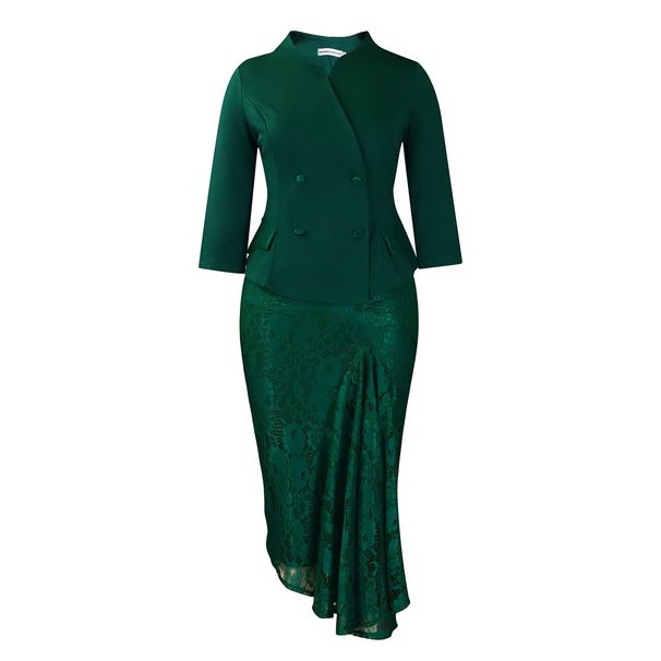 Women's Clothing High Neck Three Quarter Sleeve Elegant Semi-High Neck Slim Fit Pencil Dress With 3/4 Sleeves | Flattering Bodycon Midi Dress_ecoleips.com