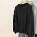 Real Shot Of Solid Color V-neck Polo Shirt, Thin Sweatshirt For Women, Spring And Autumn, Plus Size, Loose Fit, Korean_ecoleips.com