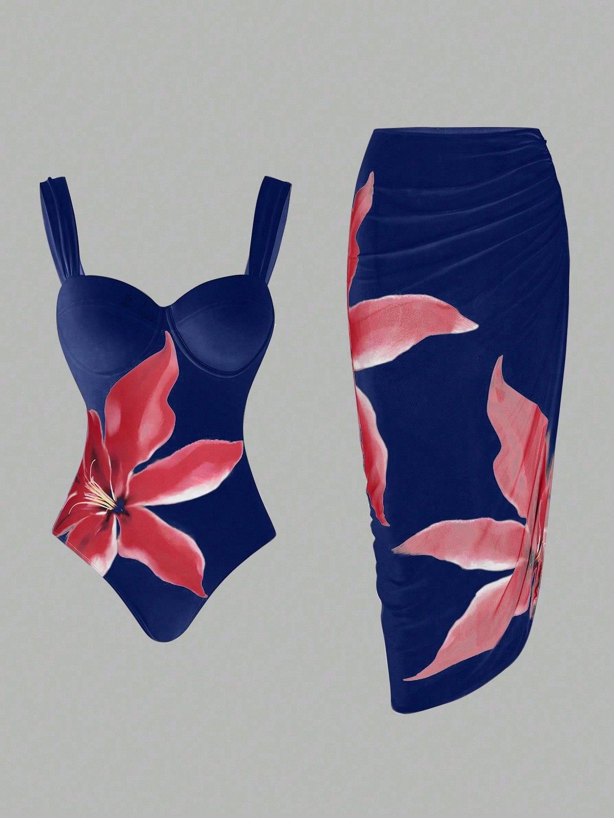 Women's Slim Fit One Piece Bikini Sexy Floral Print Bodycon Beach Swimsuit Fashion For Spring/Summer/Autumn_ecoleips.com