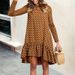 Women's Fashion Polka Dot Dress Long Sleeve With Ruffle Trim Casual Elegant Mini Dress_ecoleips.com
