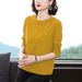 Long-Sleeved T-Shirt For Women, Loose In Autumn, Mom's Spring And Autumn Style, Belt-Covering Base Layer, Button-Up Top_ecoleips.com