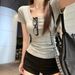 Versatile U-neck Front Shoulder Short-sleeved T-shirt Women's Summer New Slim And Thin Solid Color Simple Basic Top_ecoleips.com