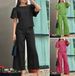 Women's Clothing New Casual Round Neck Short Sleeved Tops Wide Leg Trousers Fashion Suit_ecoleips.com