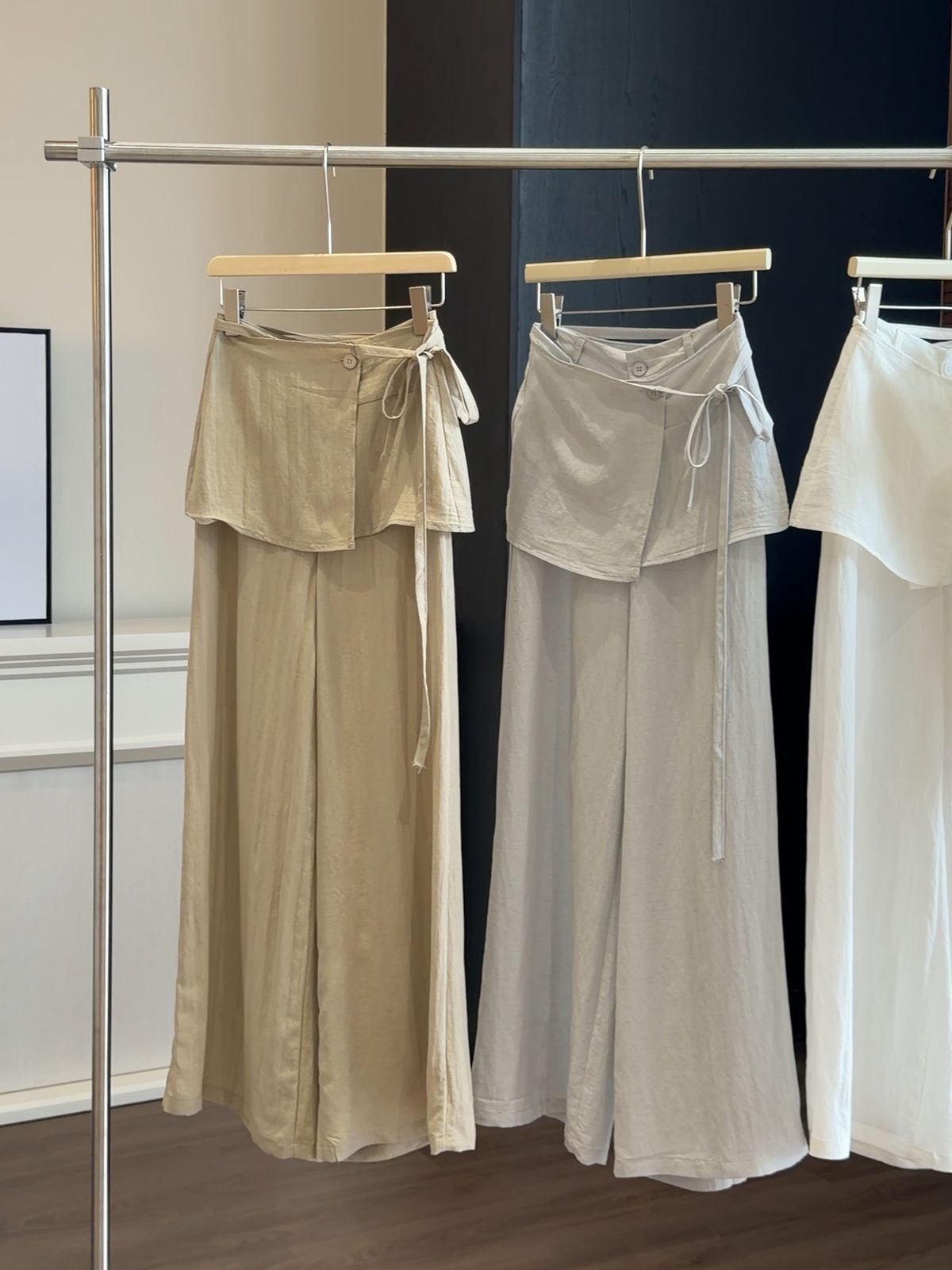 High-Waisted Wide-Leg Trousers for Women Ice Silk Linen Flared Hem Relaxed Casual Style Floor-Length Summer Bottoms_ecoleips.com