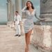 Dunhuang-Inspired Deep V-Neck Pencil Dress With Long Sleeves – Elegant Bodycon Midi Dress For Fall & Winter_ecoleips.com