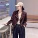 Aria Basics Direct From The Manufacturer: Korean-style Suede For Women, Autumn 2026, Petite Casual Fashion Design, Slimming Jacket_ecoleips.com