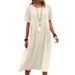 European And American Cross-border Women's Elegant Solid Color Short-sleeved Summer Dress, Loose-fitting_ecoleips.com