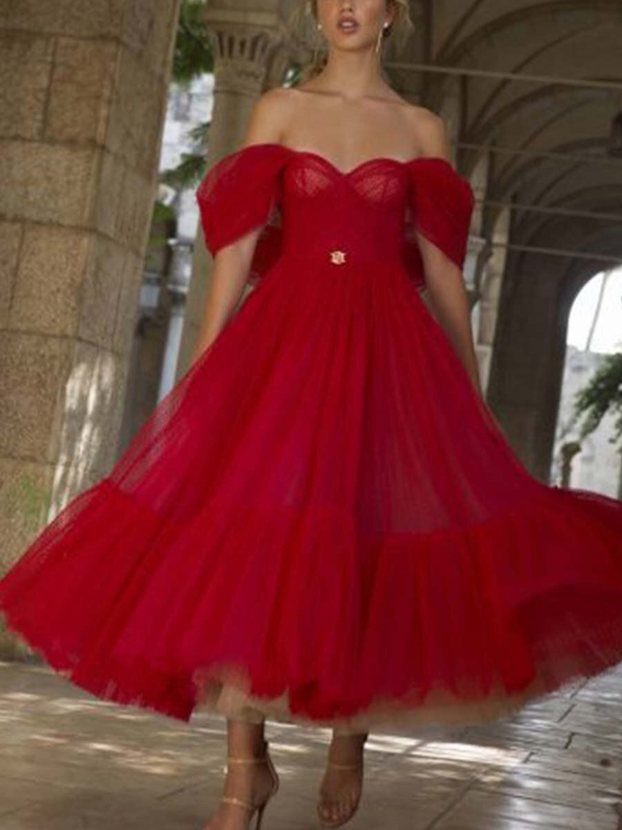Women's Clothing Spring And Summer Lace Long Sleeve Tube Top Solid Color Chiffon Dress_ecoleips.com