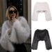 Faux Fur Cropped Jacket Women's Winter Fashion Short Coat Streetwear Chic Black White Vegan Fur Oversized Fit_ecoleips.com