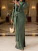 Elegant Modest Long Sleeve Maxi Dress For Women, Flattering Waist-Defining Midi Dress, Comfortable Casual & Special Occasion Long Dress_ecoleips.com