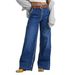 Women's Clothing Plus Size Denim Stretch Casual Pants Wide Leg Straight Leg Jeans American Style For Chubby Girls Cotton Summer_ecoleips.com