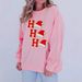Christmas Embroidery Sweatshirt – Oversized Long Sleeve Crewneck (XS/S/M/L, Pink)_ecoleips.com