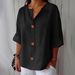 Women's V Neck T-Shirt Pure Cotton Button Top Loose Fitting American Style Spring Summer New Arrival_ecoleips.com