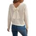 Women's Clothing Butterfly Knot Back Detail Casual Long Sleeve Sweater - Soft Beige, Relaxed Fit, Breathable Polyester Blend, Versatile Streetwear_ecoleips.com