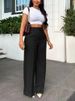 K Women's High Waisted Hanging Straight Leg Wide Leg Casual Pants For All Seasons_ecoleips.com