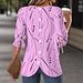 2025 Cross-Border European And American New Round Neck Mid-Sleeve Loose Printed Shirt Women's Top_ecoleips.com