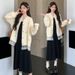 Autumn New Korean Fashion Embroidered Lace Trim Thickened 2-Piece Maternity Dress_ecoleips.com