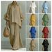 Women's Casual Solid Color Shirt-Collar Two-Piece Lounge Pants Set Comfortable Outfit_ecoleips.com