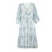 V-Neck Floral Dress Women's French Waist Slimming A-Line Midi Skirt_ecoleips.com