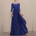 Elegant Slimming U-Neck Long Evening Gown in Chiffon for Parties And Special Occasions with Flowy Hem_ecoleips.com
